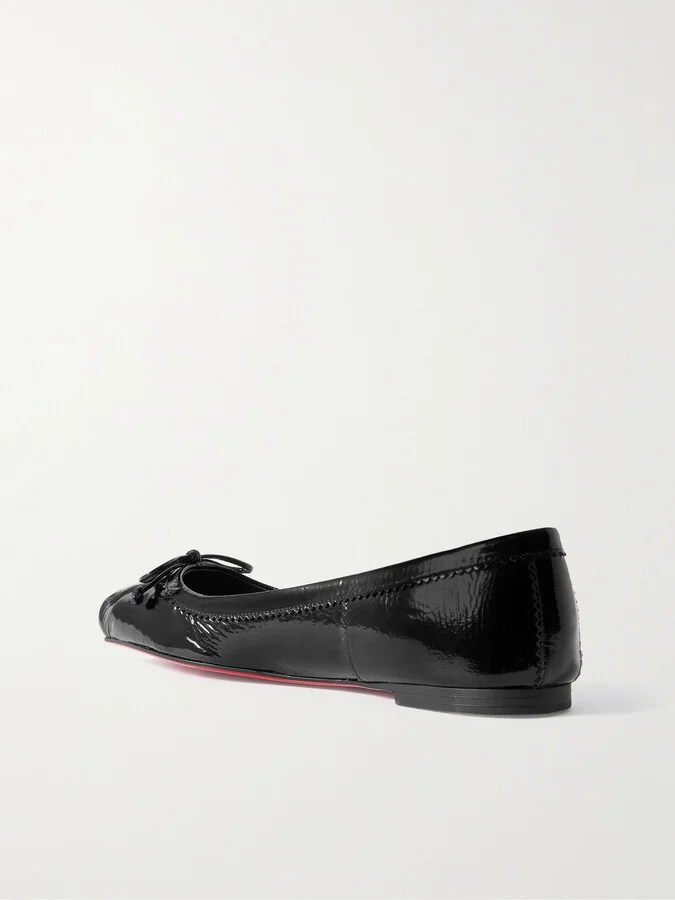 Christian Louboutin - Mamadrague Crinkled Patent-leather Ballet Flats - Black - Image 3