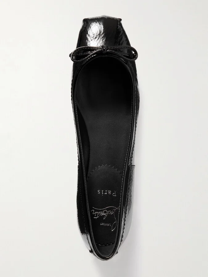 Christian Louboutin - Mamadrague Crinkled Patent-leather Ballet Flats - Black - Image 5