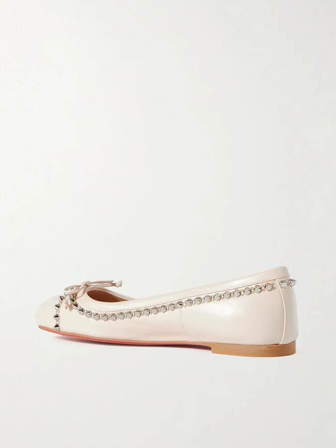 Christian Louboutin - Mamadrague Spiked Leather Ballet Flats - Cream - Image 3