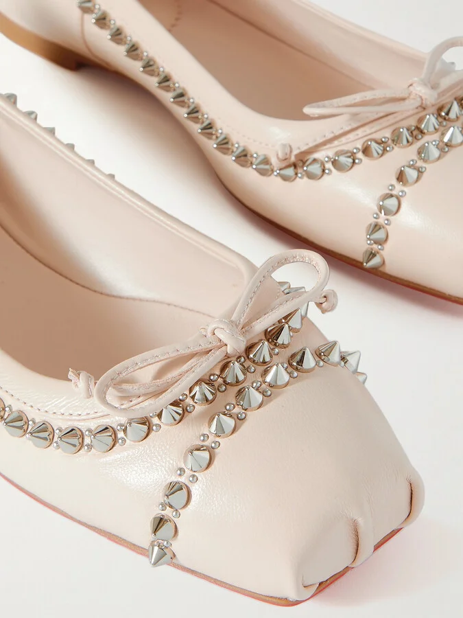 Christian Louboutin - Mamadrague Spiked Leather Ballet Flats - Cream - Image 4