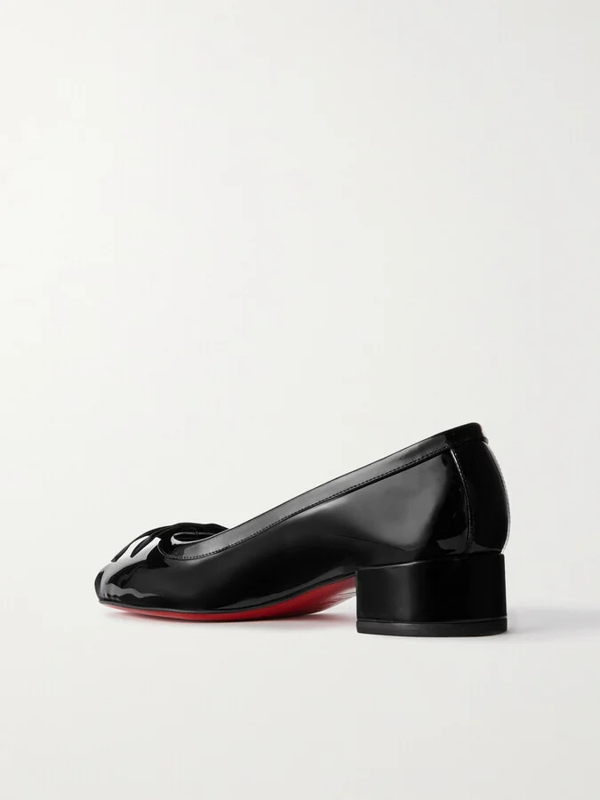 Christian Louboutin - Mamaflirt 30 Bow-detailed Patent-leather Pumps - Black - Image 3