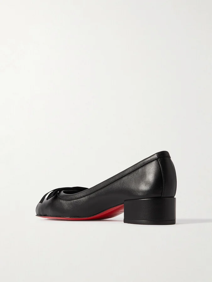 Christian Louboutin - Mamaflirt 30 Bow-embellished Leather Ballet Pumps - Black - Image 3