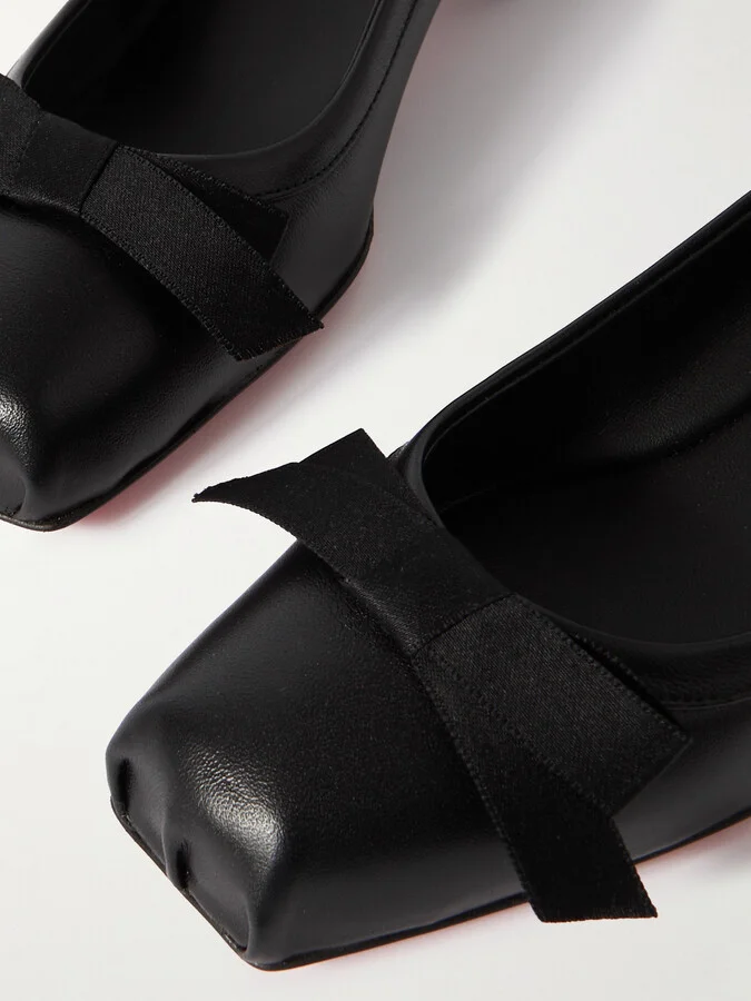 Christian Louboutin - Mamaflirt 30 Bow-embellished Leather Ballet Pumps - Black - Image 4