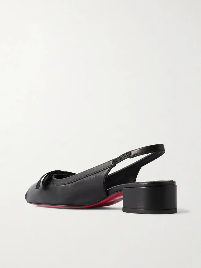 Christian Louboutin - Mamaflirt 30 Bow-embellished Leather Slingback Pumps - Black - Image 3