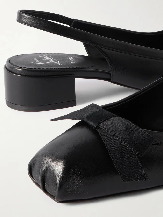 Christian Louboutin - Mamaflirt 30 Bow-embellished Leather Slingback Pumps - Black - Image 4