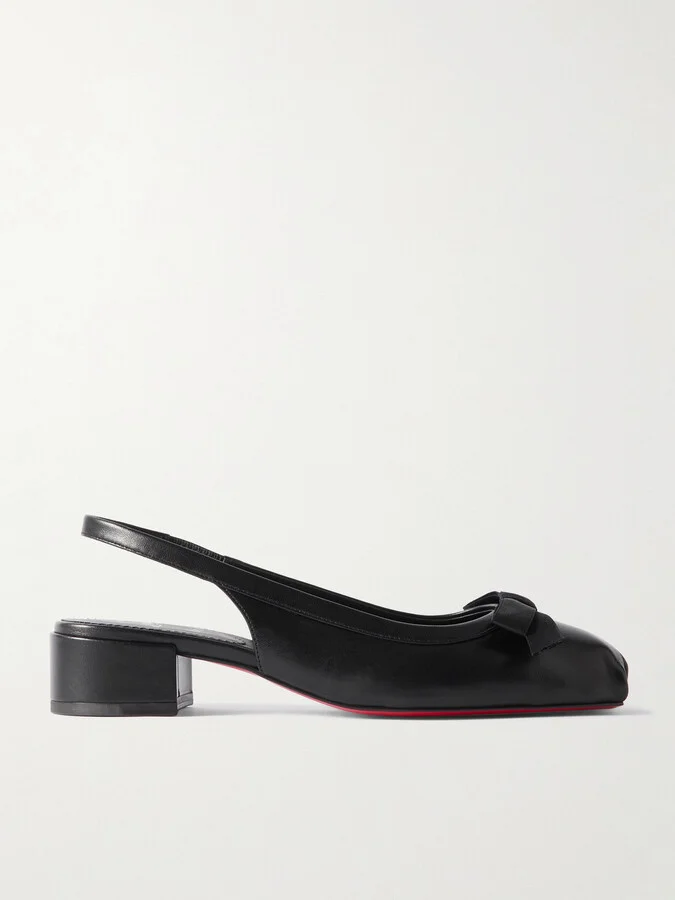 Christian Louboutin - Mamaflirt 30 Bow-embellished Leather Slingback Pumps - Black