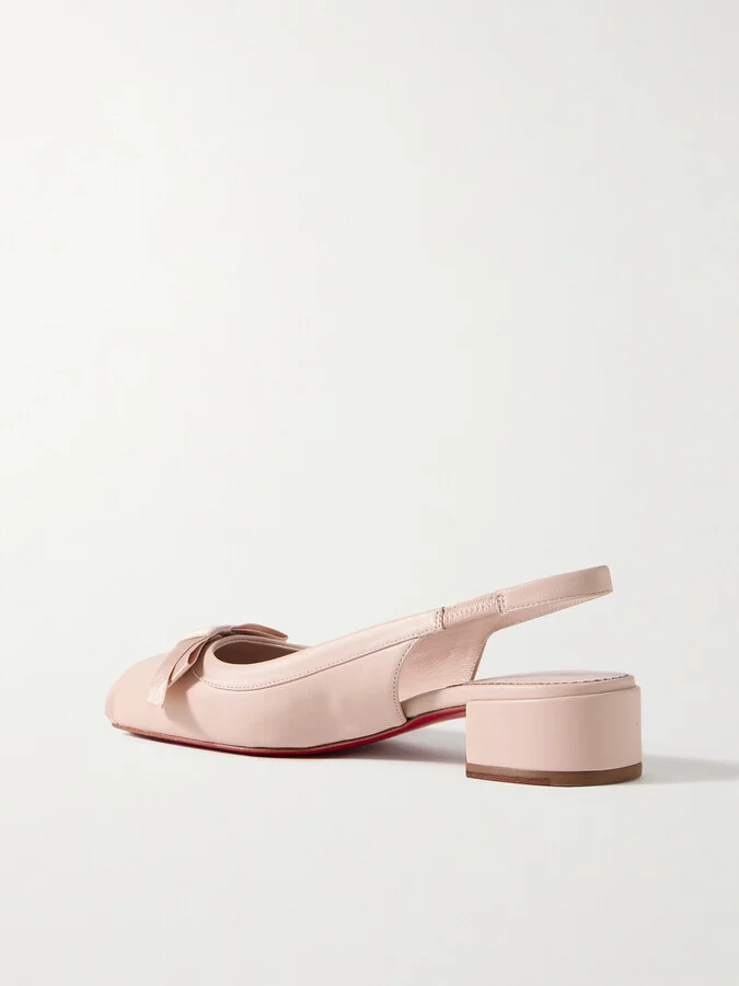 Christian Louboutin - Mamaflirt 30 Bow-embellished Leather Slingback Pumps - Cream - Image 3