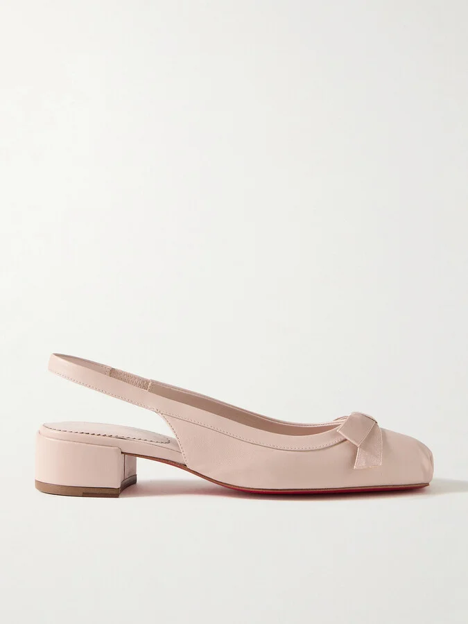 Christian Louboutin - Mamaflirt 30 Bow-embellished Leather Slingback Pumps - Cream