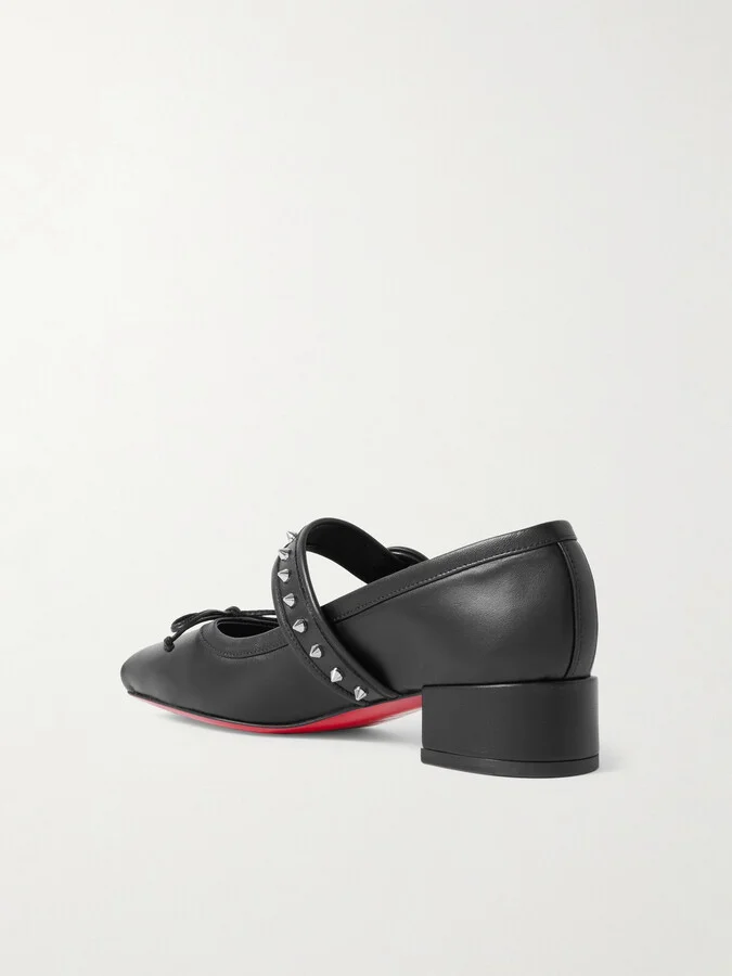Christian Louboutin - Mamastrapita 30 Studded Leather Mary Jane Pumps - Black - Image 3