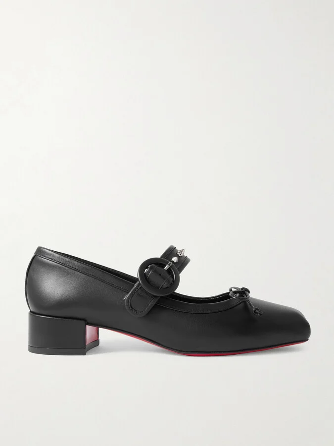 Christian Louboutin - Mamastrapita 30 Studded Leather Mary Jane Pumps - Black