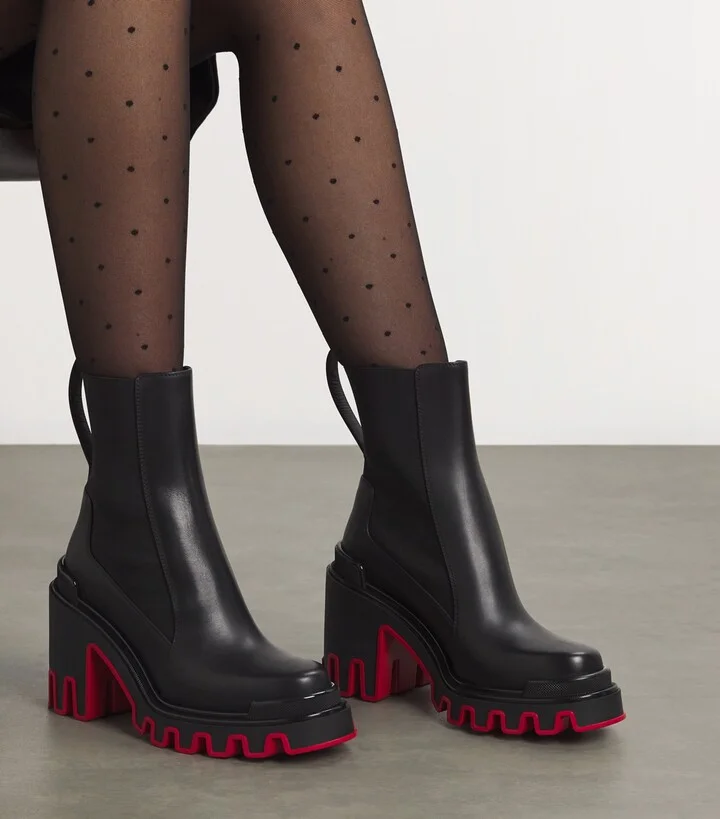 Christian Louboutin Marchacroche Dune Leather Heeled Boots 85 - Image 2