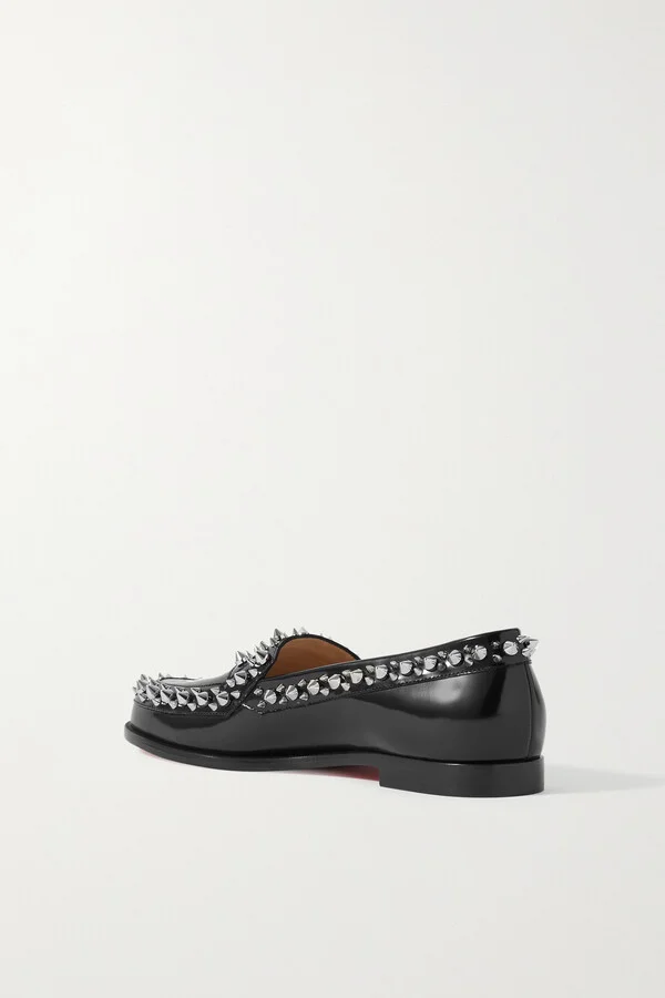 Christian Louboutin - Mattia Spikes Studded Patent-leather Loafers - Black - Image 3