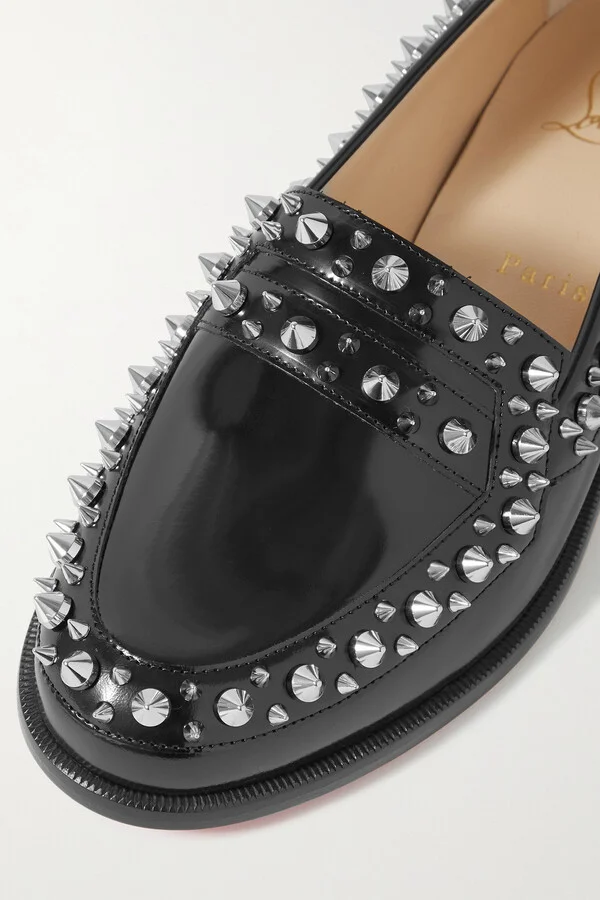 Christian Louboutin - Mattia Spikes Studded Patent-leather Loafers - Black - Image 4