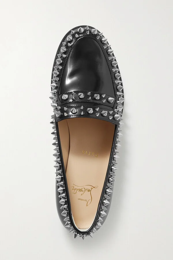 Christian Louboutin - Mattia Spikes Studded Patent-leather Loafers - Black - Image 5