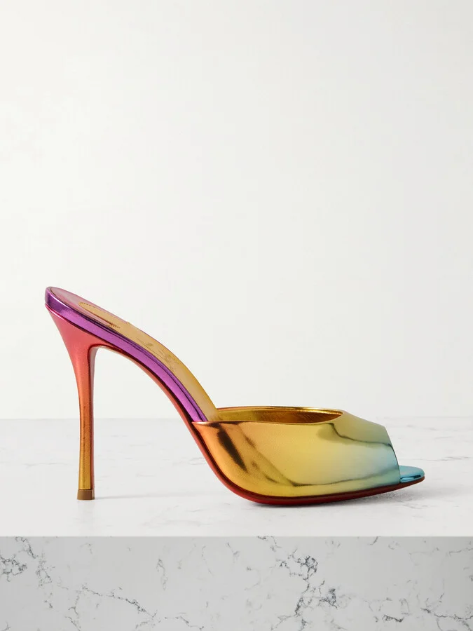 Christian Louboutin - Me Dolly 100 Iridescent Leather Mules - Multi
