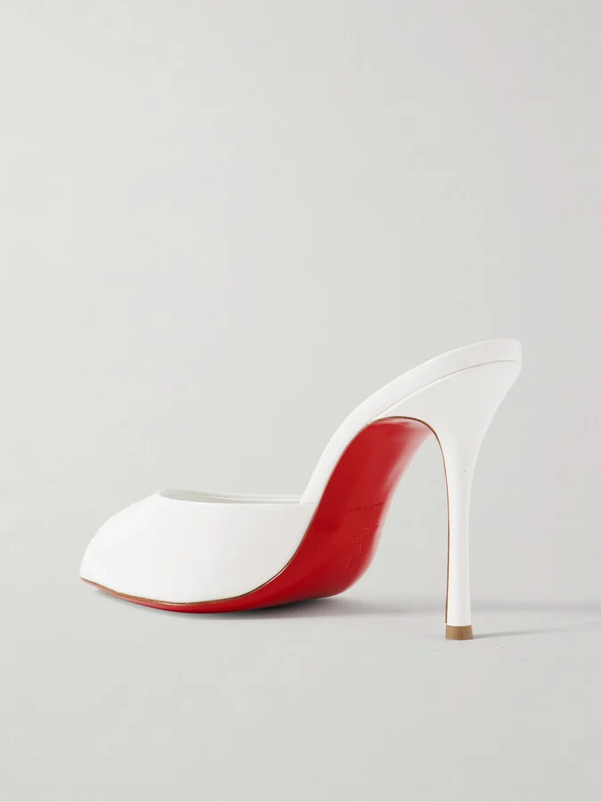 Christian Louboutin - Me Dolly 100 Patent-leather Mules - White - Image 3