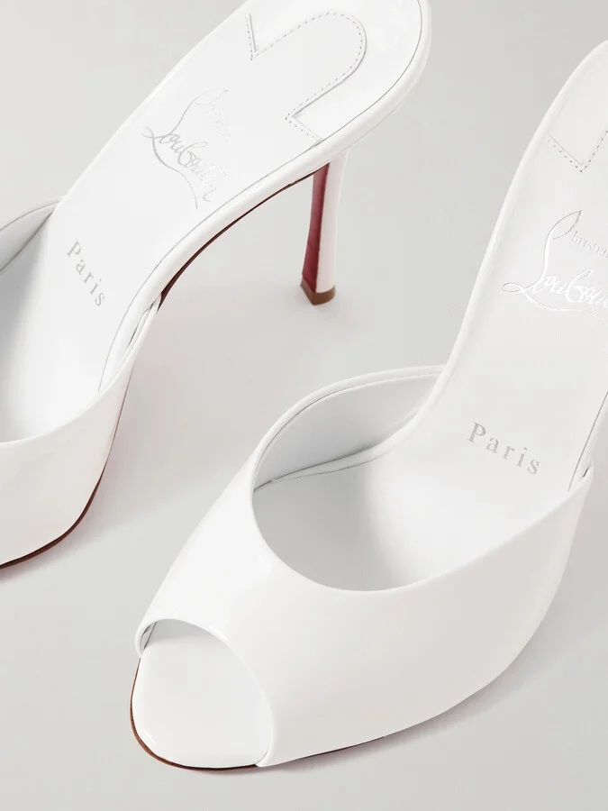 Christian Louboutin - Me Dolly 100 Patent-leather Mules - White - Image 4