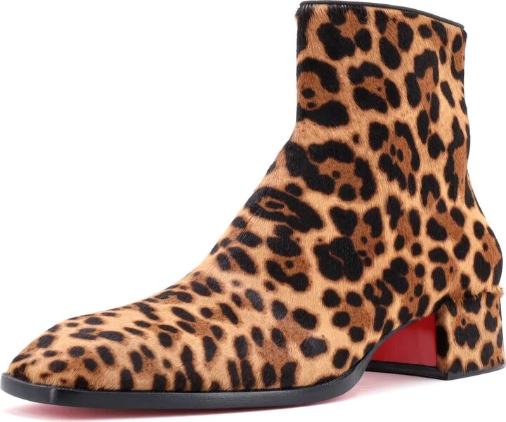 Christian Louboutin Men's Tounoir Ankle Boots Printed Calf Hair
