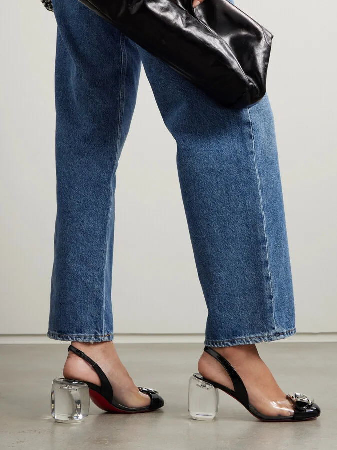 Christian Louboutin - Minny Bubble 70 Buckled Glossed And Pvc Slingback Pumps - Black - Image 2