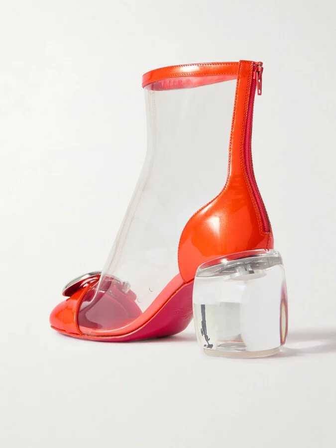 Christian Louboutin - Minny Bubble 70 Buckled Pvc Ankle Boots - Orange - Image 3