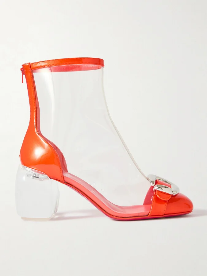 Christian Louboutin - Minny Bubble 70 Buckled Pvc Ankle Boots - Orange