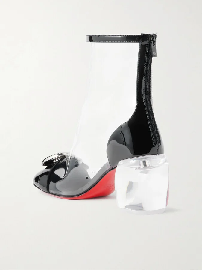 Christian Louboutin - Minny Bubble Patent Leather-trimmed Pvc Ankle Boots - Black - Image 3