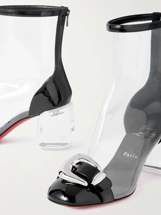 Christian Louboutin - Minny Bubble Patent Leather-trimmed Pvc Ankle Boots - Black - Image 4