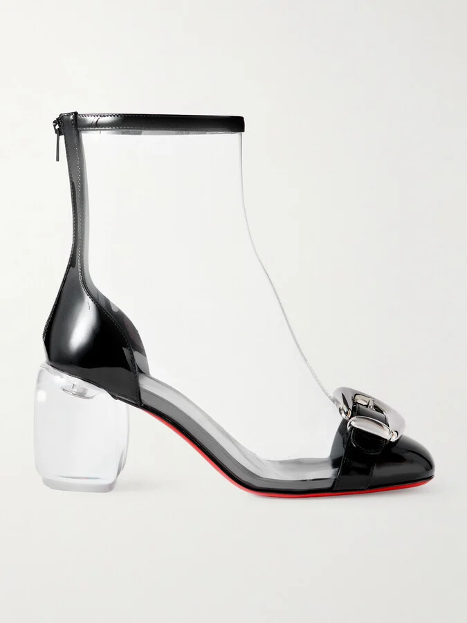 Christian Louboutin - Minny Bubble Patent Leather-trimmed Pvc Ankle Boots - Black