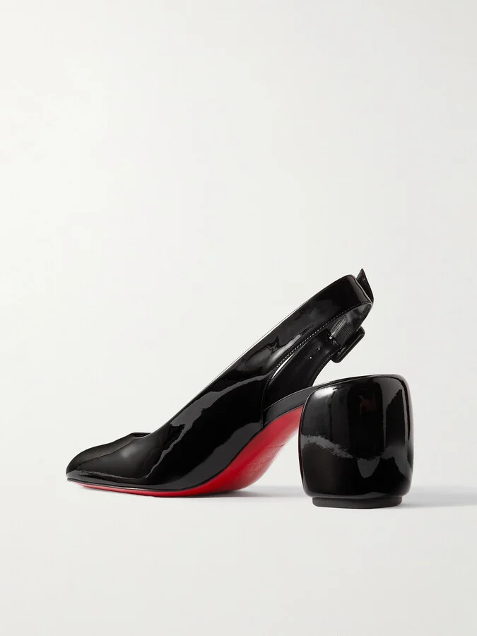 Christian Louboutin - Minny Sling 70 Patent Leather Slingback Sandals - Black - Image 3