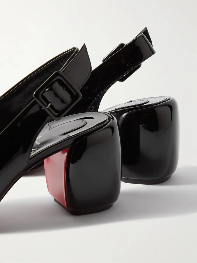 Christian Louboutin - Minny Sling 70 Patent Leather Slingback Sandals - Black - Image 4