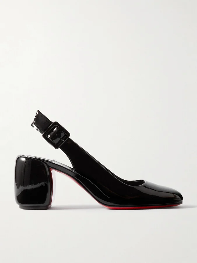 Christian Louboutin - Minny Sling 70 Patent Leather Slingback Sandals - Black