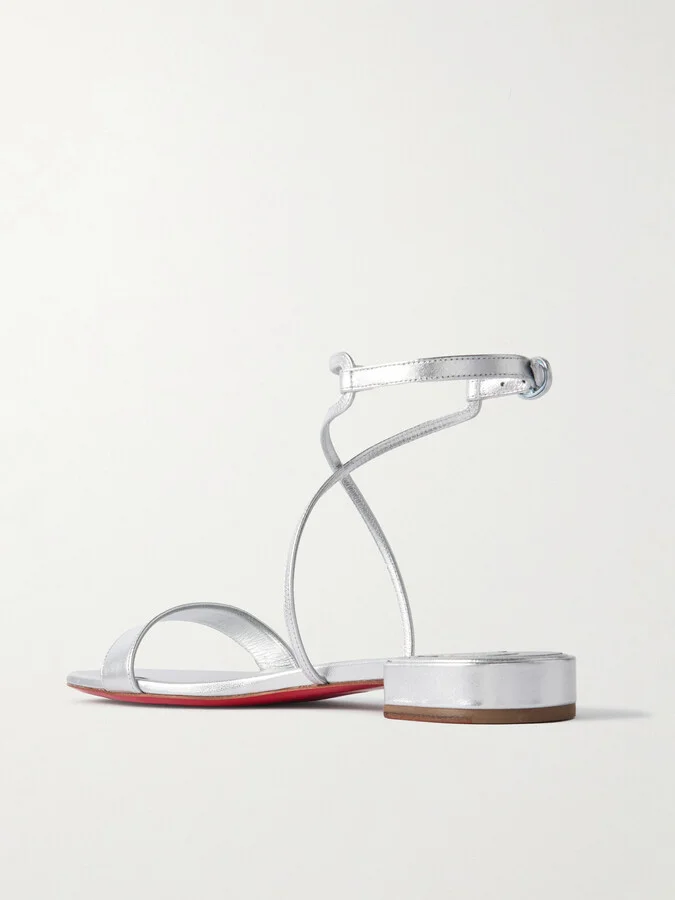Christian Louboutin - Miss Choca Metallic Leather Sandals - Silver - Image 3