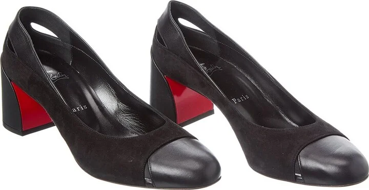 Christian Louboutin Miss Duvette 55 Suede & Leather Pump (Authentic Pre-Loved)
