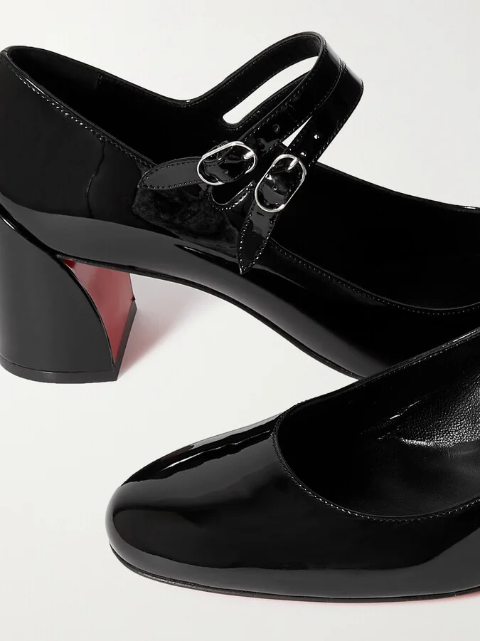 Christian Louboutin - Miss Jane 55 Patent-leather Pumps - Black - Image 4