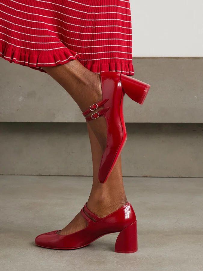 Christian Louboutin - Miss Jane 55 Patent-leather Pumps - Red - Image 2
