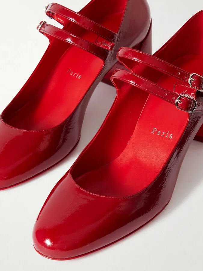 Christian Louboutin - Miss Jane 55 Patent-leather Pumps - Red - Image 4