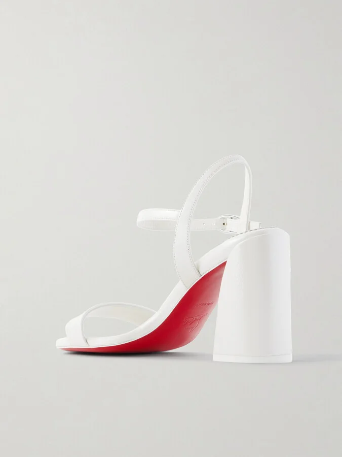 Christian Louboutin - Miss Jane 85 Pearlescent Leather Sandals - White - Image 3