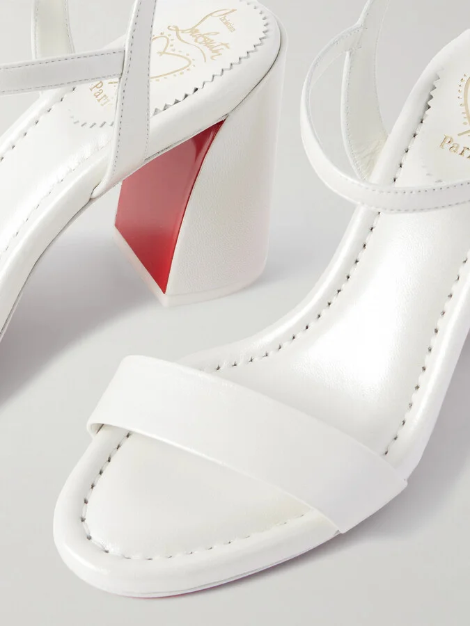 Christian Louboutin - Miss Jane 85 Pearlescent Leather Sandals - White - Image 4