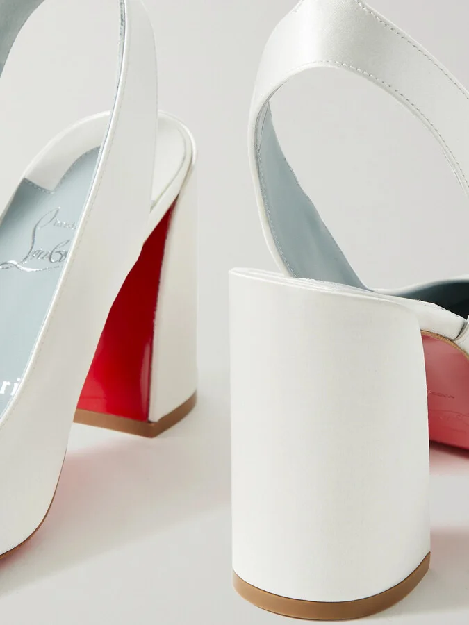 Christian Louboutin - Miss Sab 85 Satin Pumps - White - Image 4