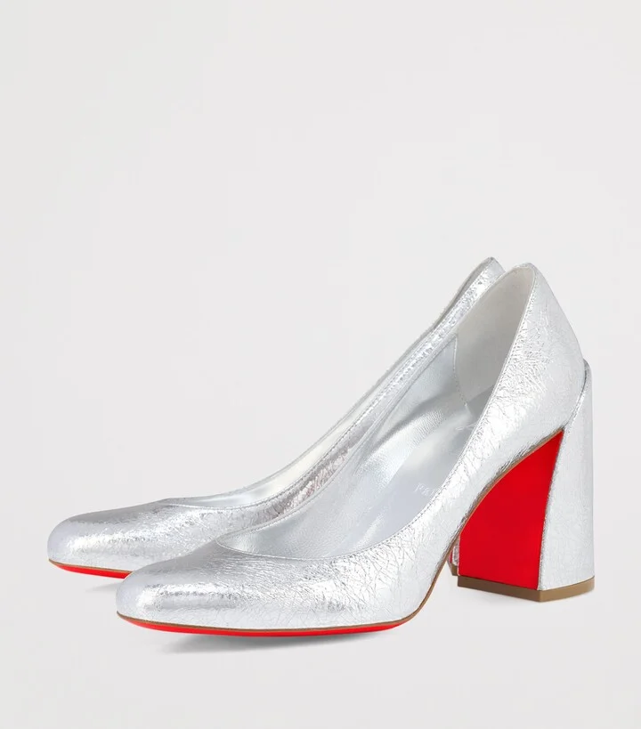 Christian Louboutin Miss Sab Crinkled Calf Leather Pumps 85 - Image 4