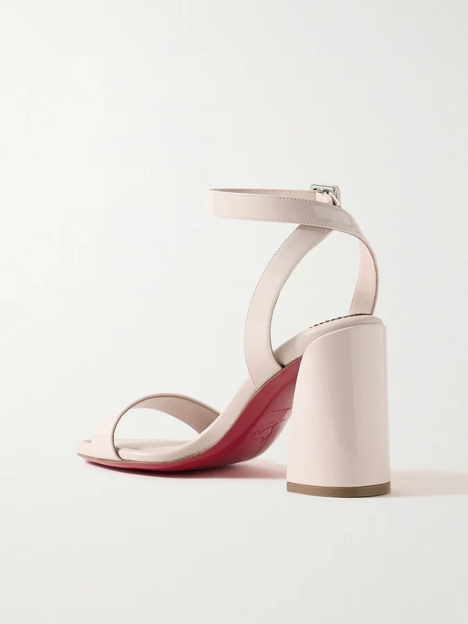 Christian Louboutin - Miss Sabina 85 Patent-leather Sandals - Neutrals - Image 3