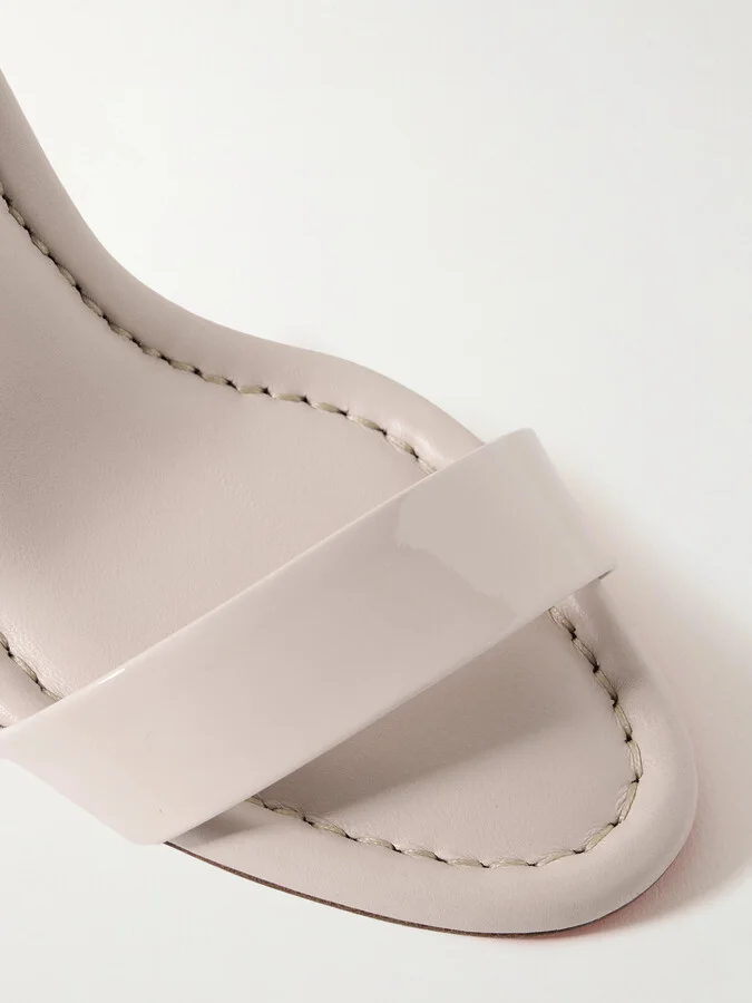 Christian Louboutin - Miss Sabina 85 Patent-leather Sandals - Neutrals - Image 4