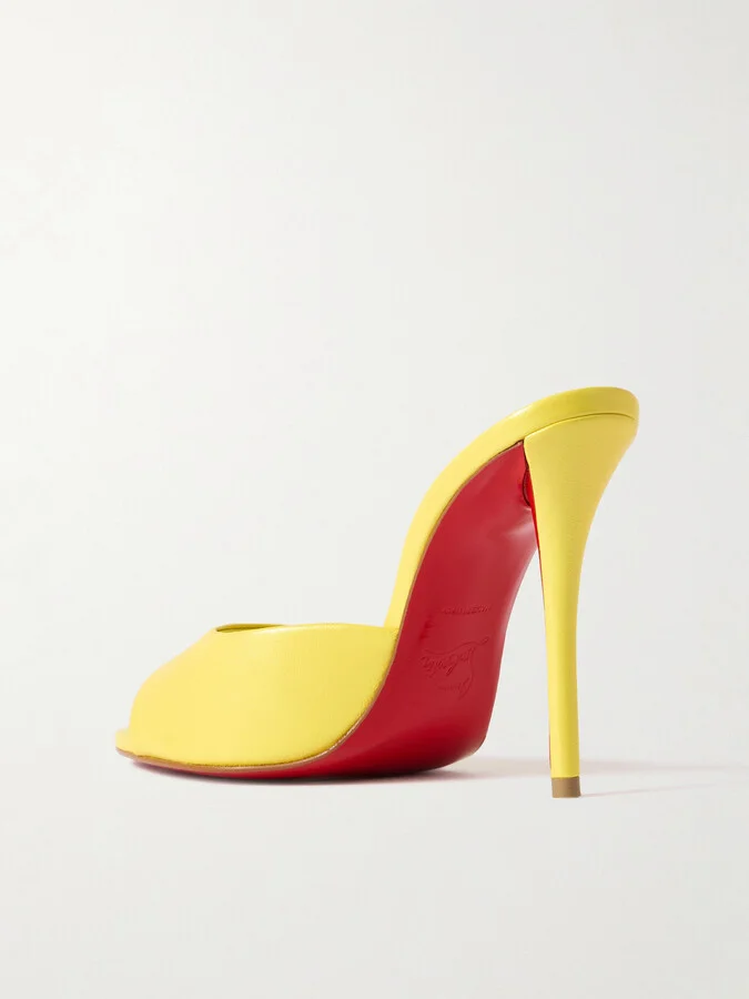 Christian Louboutin - Miss Z 100 Leather Mules - Yellow - Image 3