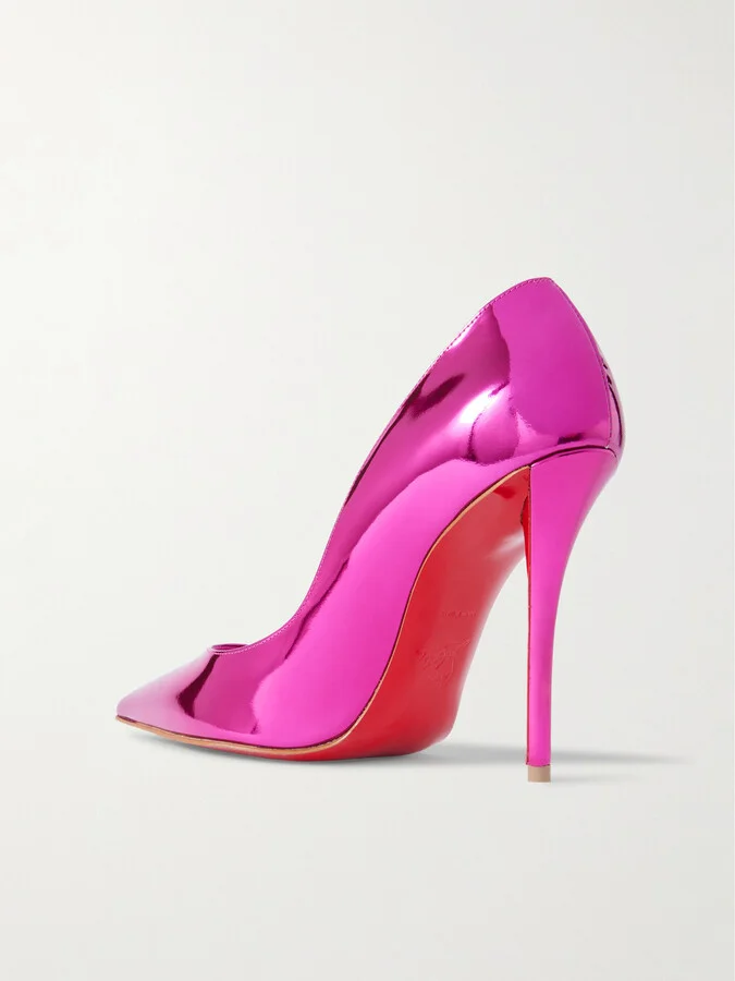 Christian Louboutin - Miss Z 100 Mirrored-leather Pumps - Pink - Image 3