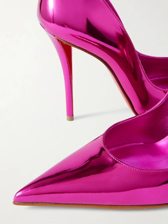 Christian Louboutin - Miss Z 100 Mirrored-leather Pumps - Pink - Image 4