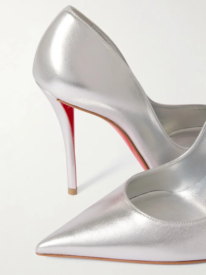 Christian Louboutin - Miss Z 100 Mirrored-leather Pumps - Silver - Image 4