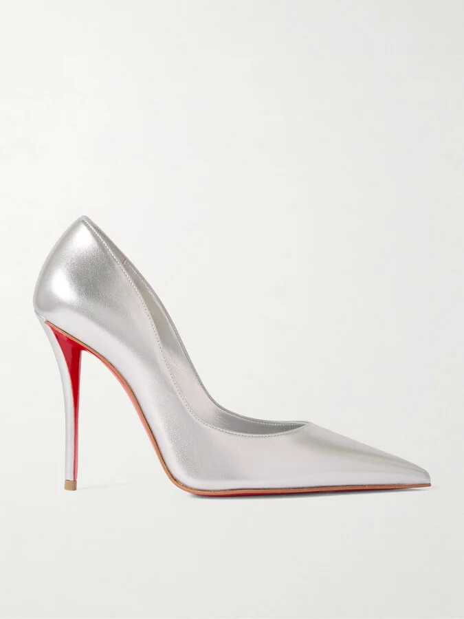 Christian Louboutin - Miss Z 100 Mirrored-leather Pumps - Silver