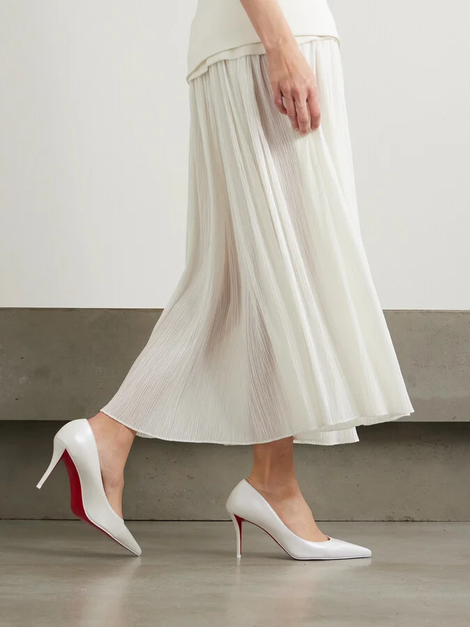 Christian Louboutin - Miss Z 80 Leather Pumps - Silver - Image 2