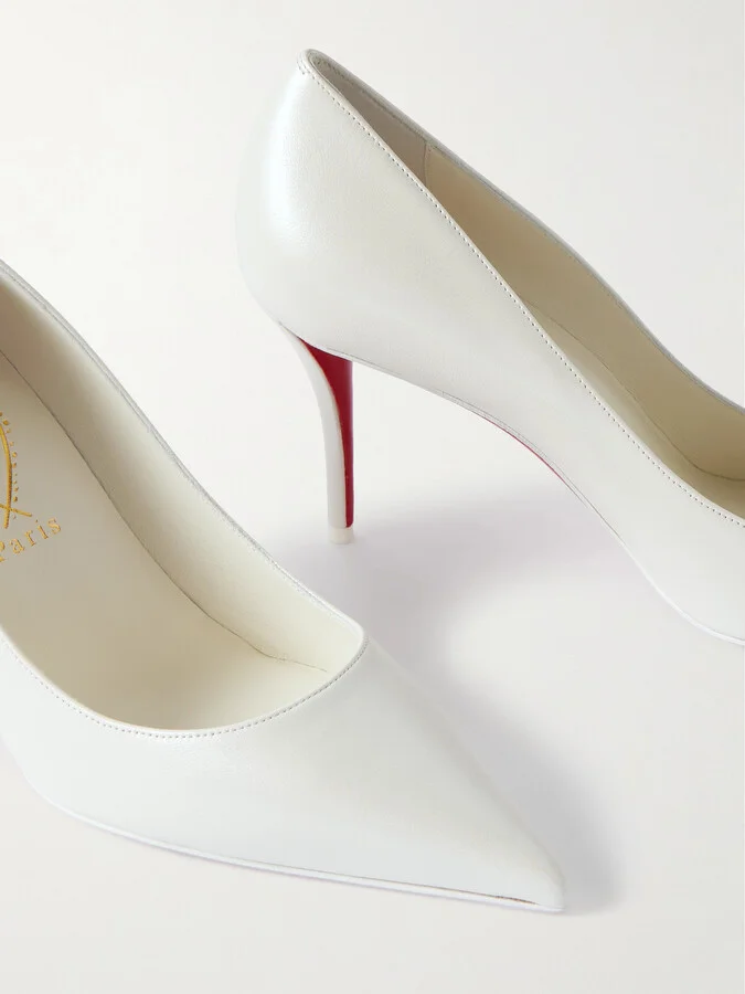 Christian Louboutin - Miss Z 80 Leather Pumps - Silver - Image 4