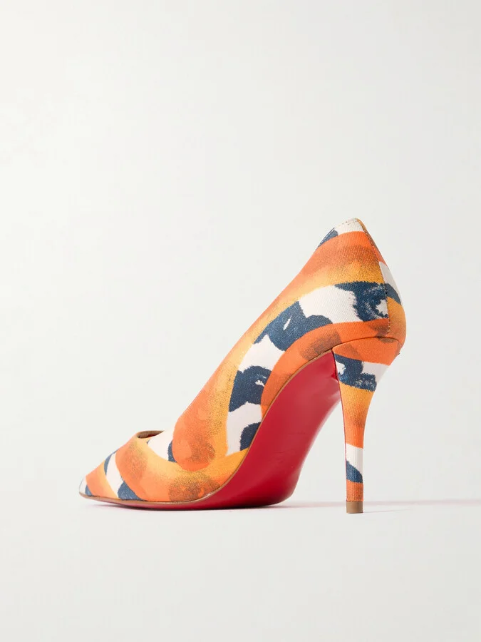 Christian Louboutin - Miss Z 80 Printed Faille Pumps - Orange - Image 3